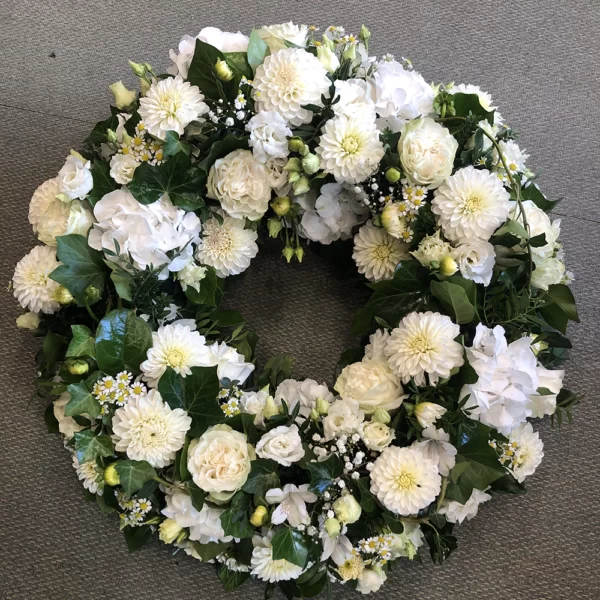 Couronne enterrement blanche et verte