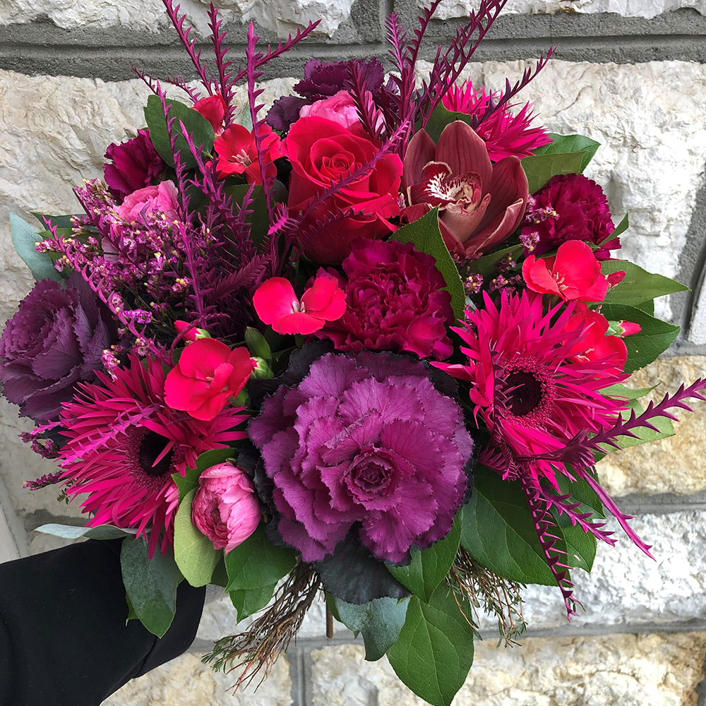 bouquet de fleurs mélangées roses, livraison de fleurs à Genève, artisan fleuriste Genève